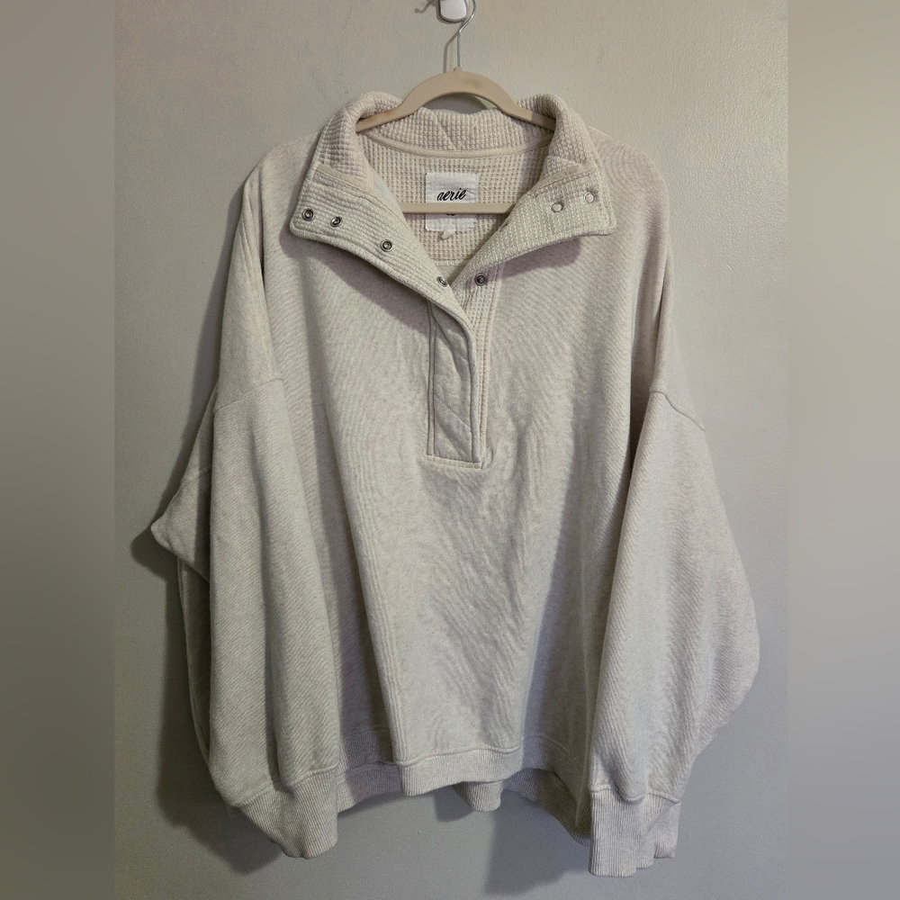 Aerie Getaway Quarter Snap Pullover Sz XXL